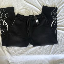New Mens Rhinestone Sweatpants