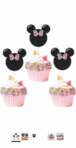 Minnie Mouse Glitter Cupcake Toppers