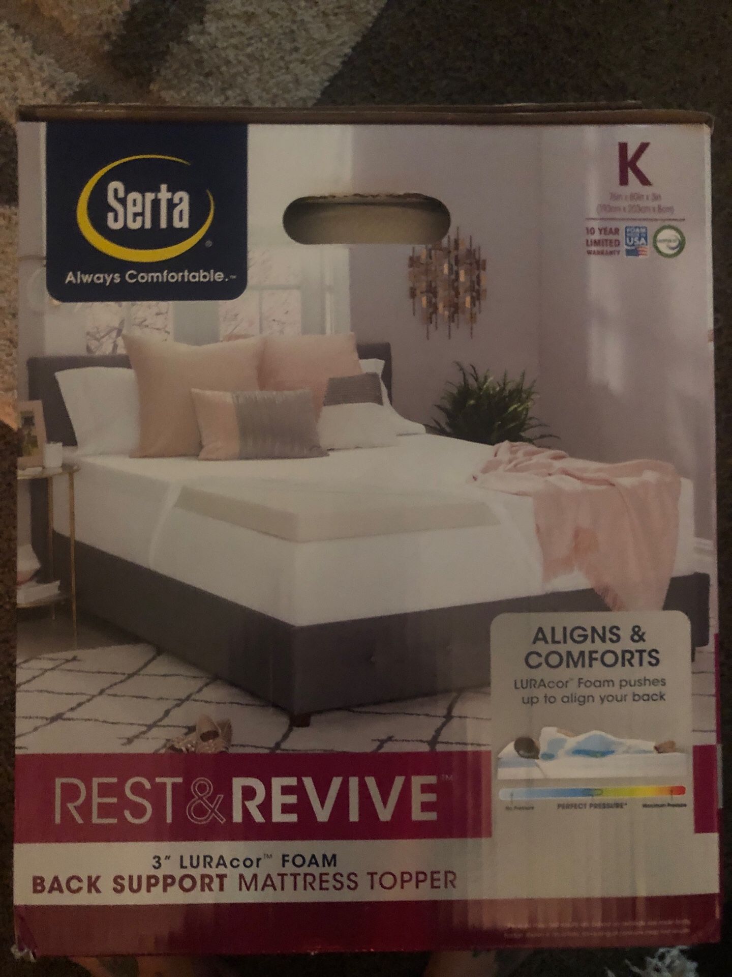 SERTA REST & REVIVE King Size Back Support Mattress Topper