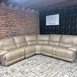 Free Delivery- Leather 5pc L shape recliner