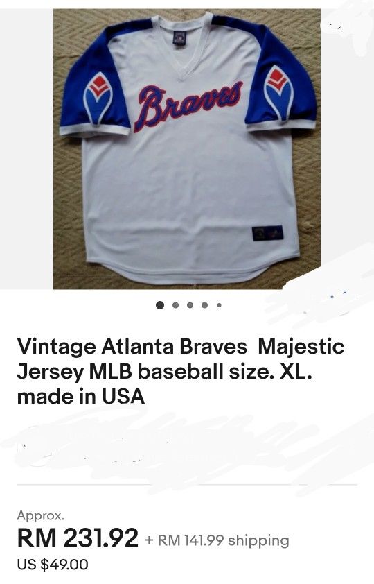 Braves Cooperstown Majestic Jersey Vintage New