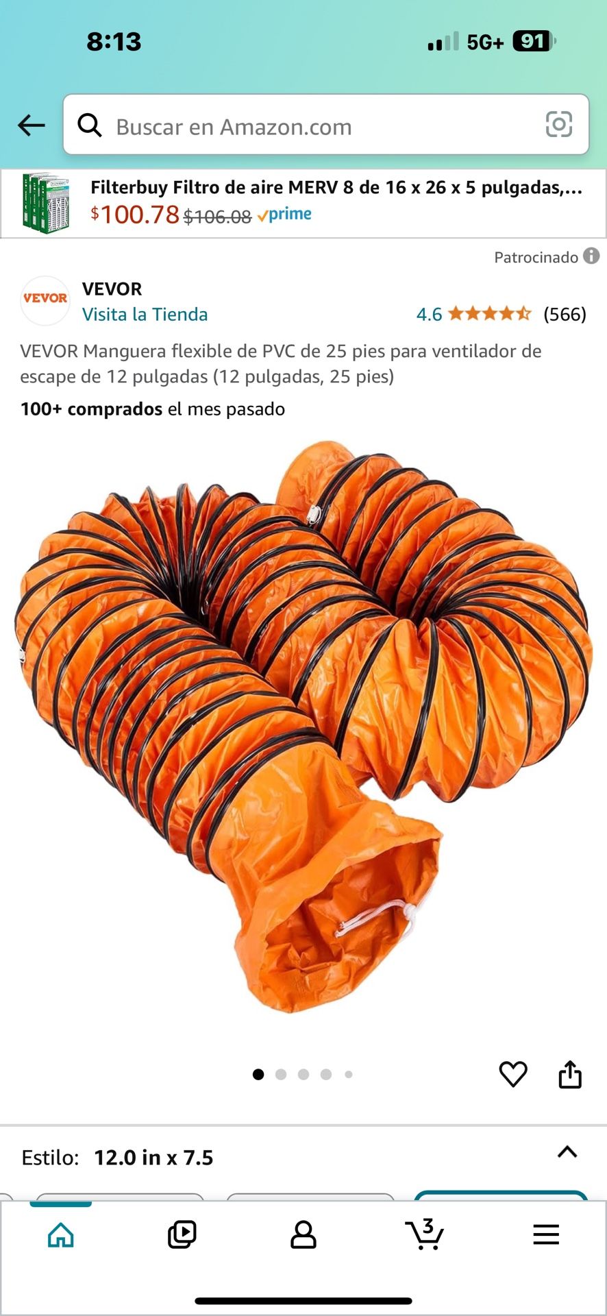 25ft PVC Flexible Fan Hose