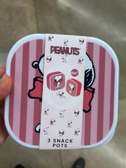 Peanuts Pink Stripe 3pcs Snack Pots