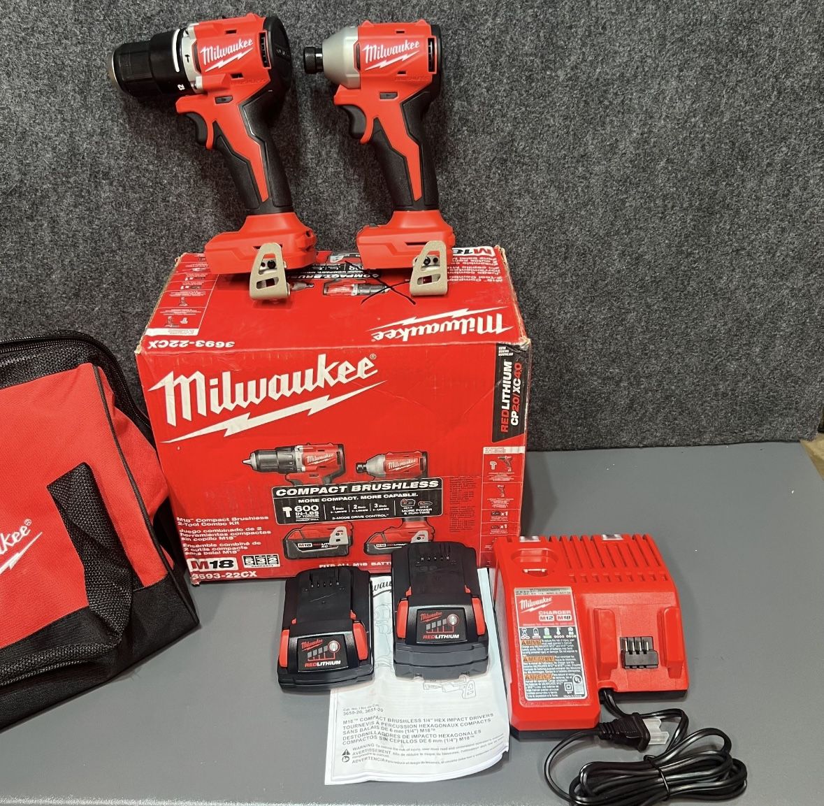 Milwaukee M18 Compact Cordless Brushless 2 Tool Combo Kit