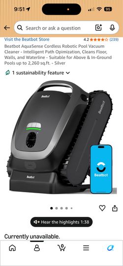Beatbot AquaSense Robotic Pool Cleaner + Betta Solar Pool Skimmer – $799 OBO