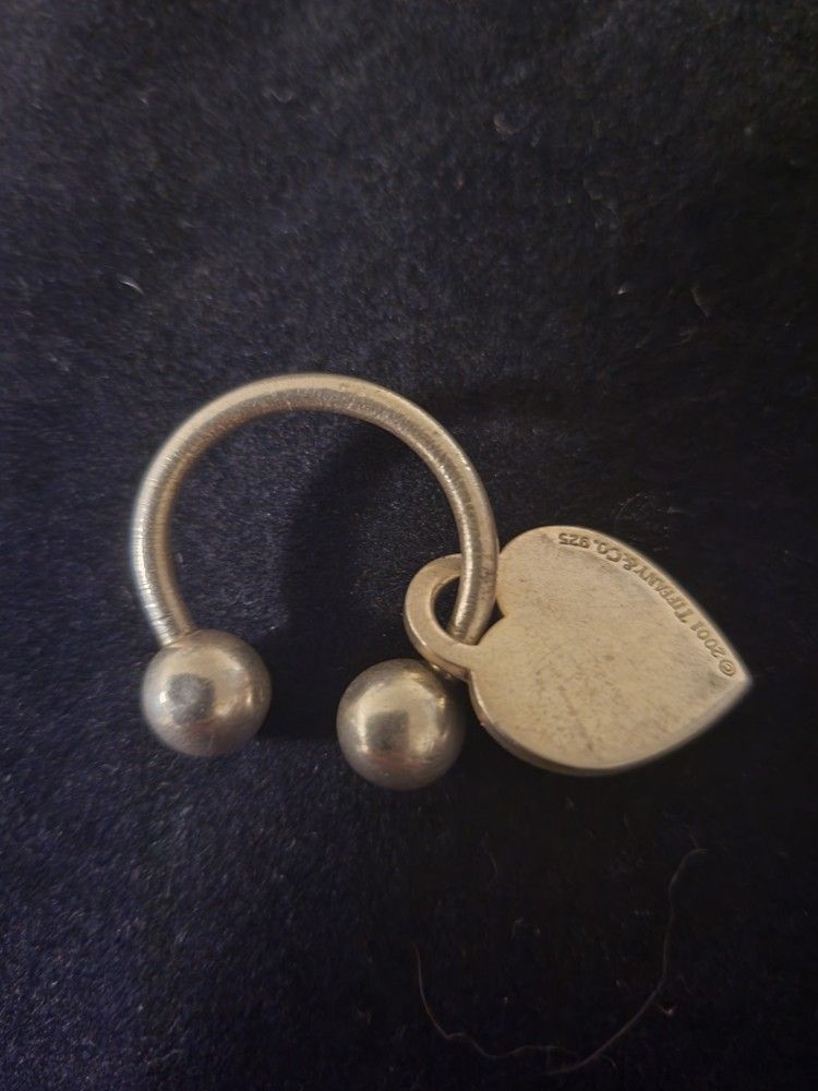 Tiffany & Co 925 Silver Keychain w/ Heart Pendant