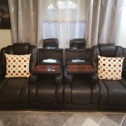 Leather Living Room Reclining Couch 