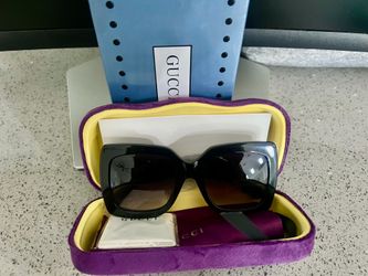 New Gucci GG0083s Oversized Square Women Black Sunglasses