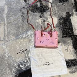 Coach pink cherry purse tote bag Throw Best Offer