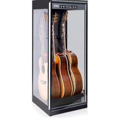 Guitar Display Case for Electric & Acoustic Guitars - Humidity Control Cabinet with Hygrometer & Humidifier | Glass Door Showcase for Collectible & Vi