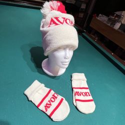 Avon Hat and Mitten Set with Logo New without Tags