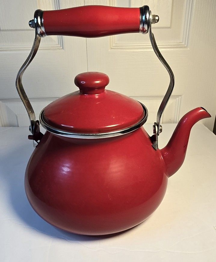 Beautiful Red Tea Kettle Teapot 