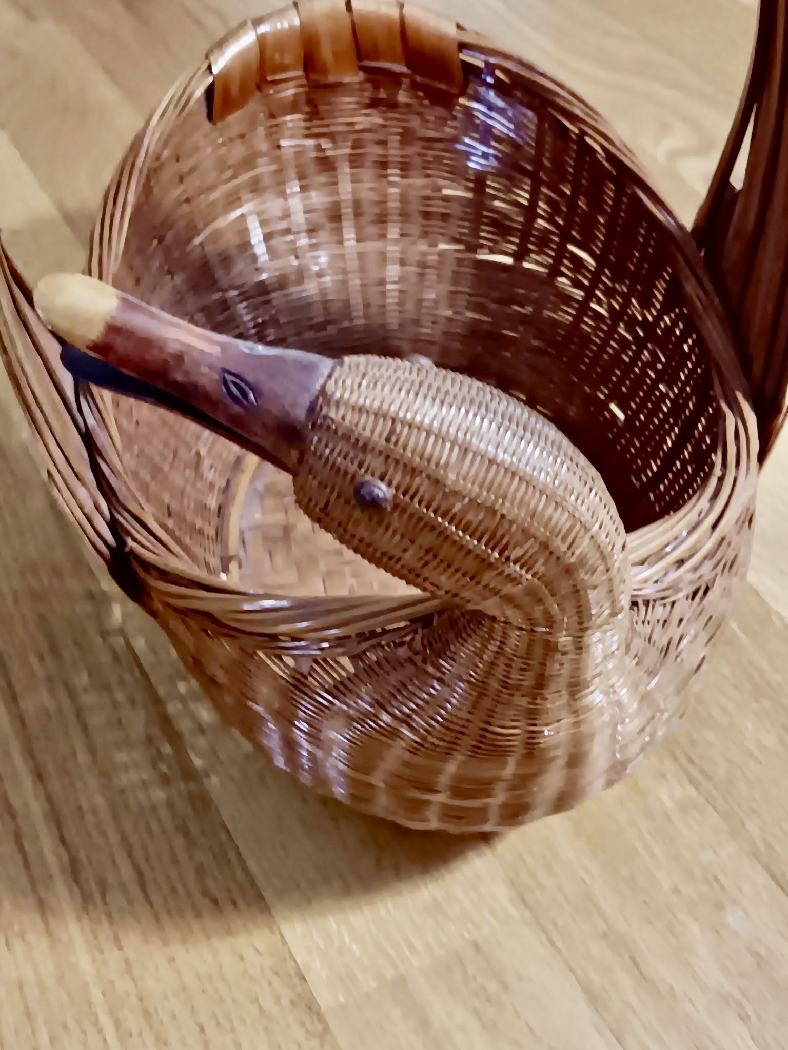 Vintage Basket. Classic wooden wicker Duck Basket. 