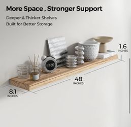 Solid wood floating shelf 48”w |8”d |1.5 “thick