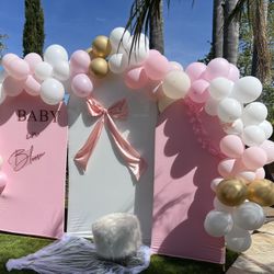 3 x Arches with  Pink and White Spandex to cover