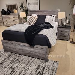 3 Pcs Bedroom Set, Queen Bed Frame, Metal Foundation, Mattress, Dresser and Nightstand, Bundle Deal, Gray Color, SKU#10B1290BUNDLE