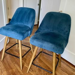 Used West Elm Mid-Century Upholstered Swivel Counter Stool
