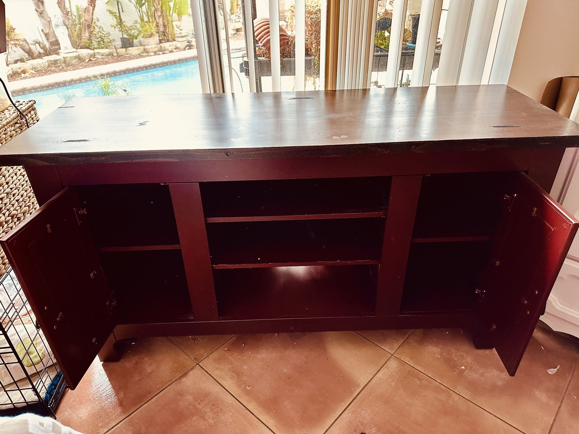 TV / Entertainment System Console Beautiful Dark Wood Cabinet