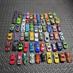 Lot of 65 Diecast Toy Cars (Hot Wheels + Mixed Brands) — Loose/Used