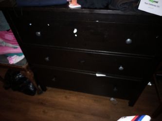 Large three drawer dresser color black real wood