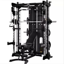 Commercial Home Gym Smith Machine With Built In Cables