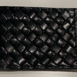 Black Leather Card Wallet Three Pockets