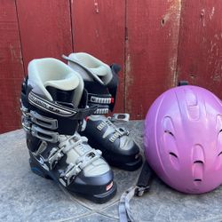 Salomon SensiFit Ski Boots (US 6) And Giro Ski Helmet