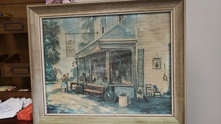 FRAMED WATERCOLOR: JACK CLIFFORD PELLEW "The Antique SHOP" (1903-1993). On paper, 13¼" x 20½"...