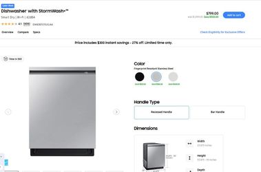 Samsung Open Box Dishwasher Model : DW80B7070US  - Smart Dry |42dBA MSRP 1099