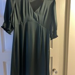 🌿 Quince Green Washable Silk Dress – Like New  $50
