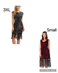 Women's 1920s Dress - Sequin Art Deco Flapper Gatsby Dress, Size S, 3XL