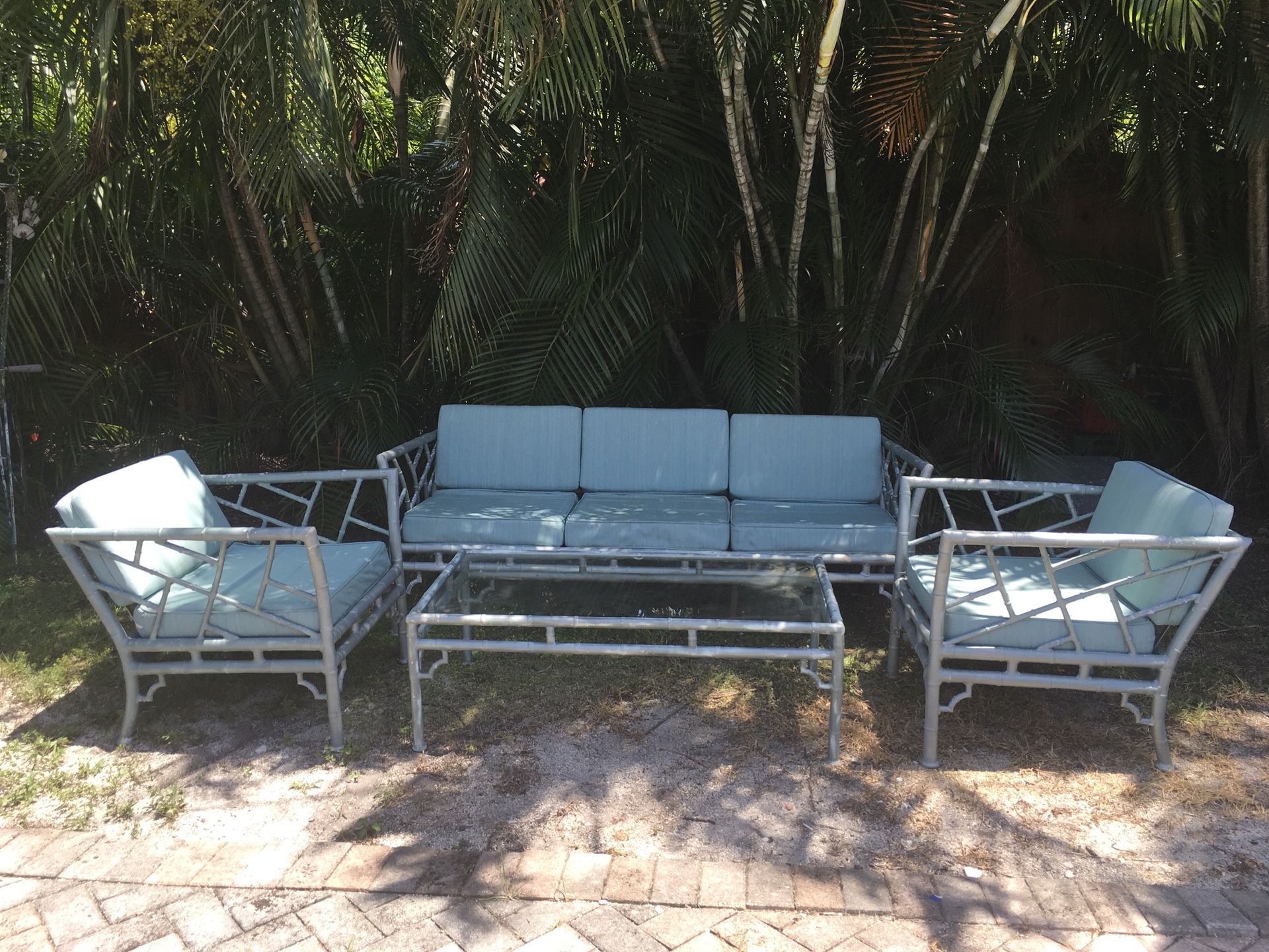 Vintage Meadowcraft Faux Bamboo Aluminum Patio Set