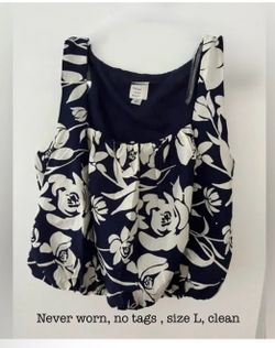 A New Day Brand, Navy and White Floral Tank Top, Size L, No Tags, Not Used, Clean