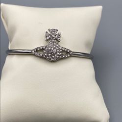 Vivienne Westwood Crystal Grace Silver tone Orb bangle bracelet