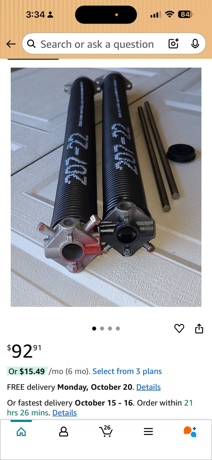 Pair of 207 X 2" X 22" Garage Door Torsion Springs