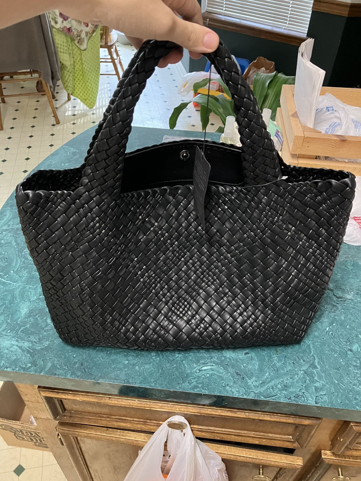 FALOR Firenze Hand Woven Leather Made in Italy XL Tote Handbag CottageCore