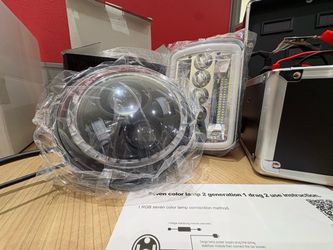 RGB 7-Inch Round LED Headlight Set multicolor
