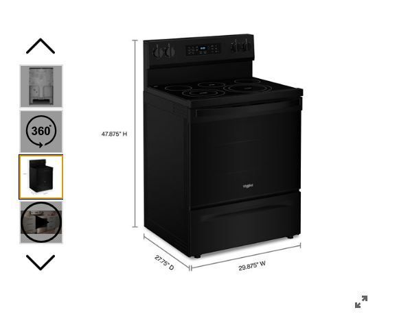 BF Special! While Supplies Last! WHIRL WFES5030RB 30-inch Energy Star Electric Range with Air Cooking Technology MSRP $1049