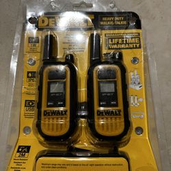 DEWALT DXFRS300 Heavy-Duty 1-Watt Walkie Talkies (2-Pack) New, Open Package Missing Belt Clips, Come With Walkie Talkie, Charge Base And USB-C Charge