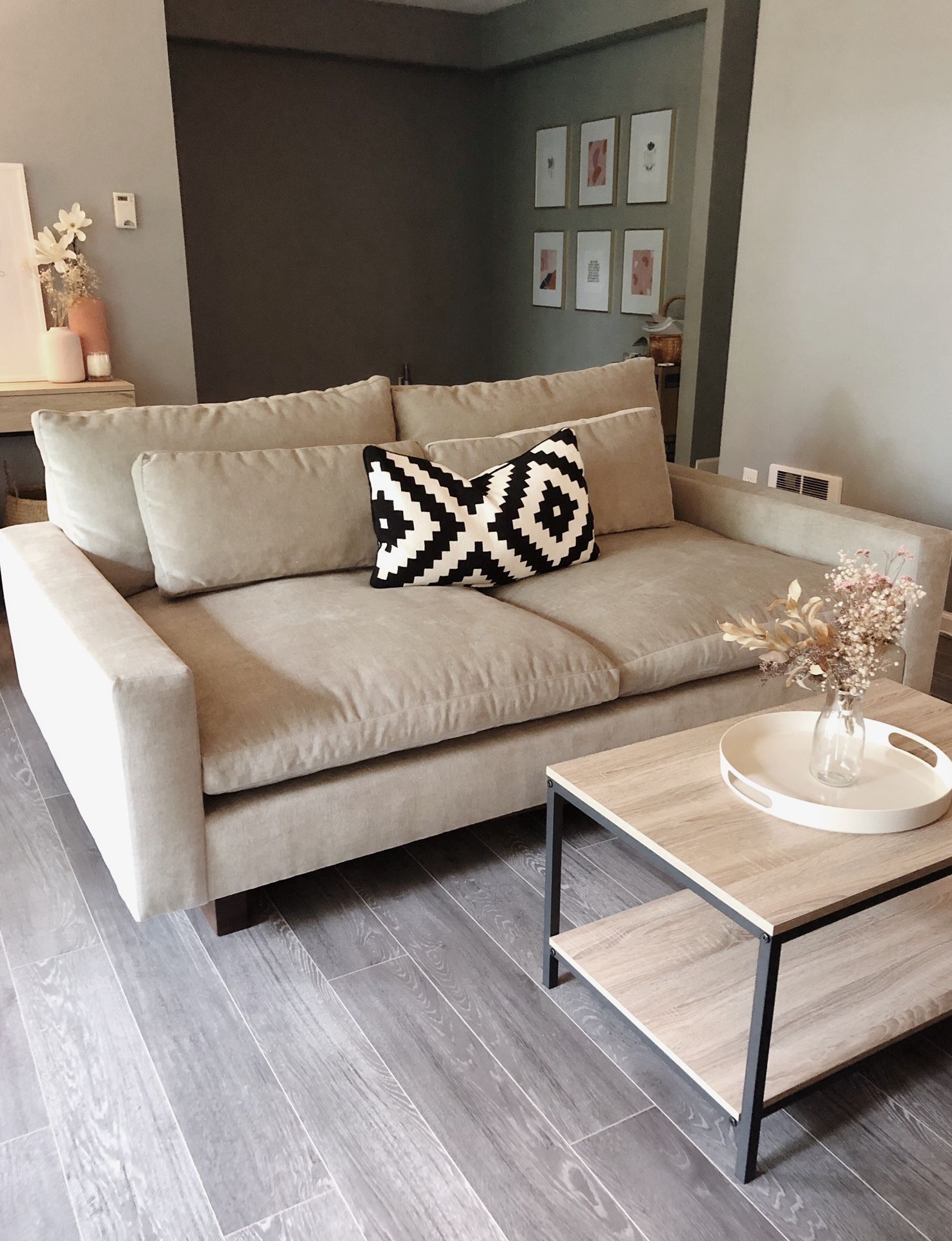 West Elm Harmony Down-Filled Sofa Modern Couch Extra Deep Light Taupe