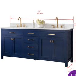72” Deep Blue Double Vanity
