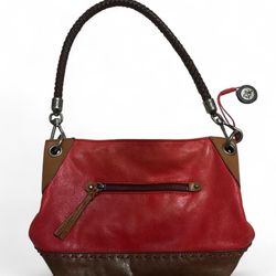 ✨THE SAK RED LEATHER SHOULDER BAG ROPE STRAP BAG CHARM ATTACHED✨ 