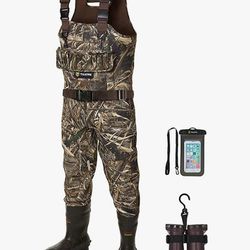 TIDEWE Hunting Wader with 1400 Gram Insulation Rubber Boots, 5mm Neoprene Waterproof Chest Wader for Fishing and Hunting


