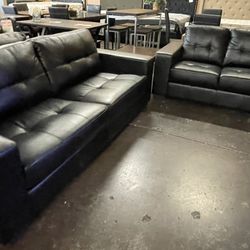 Black Leather Sofa And Loveseat 