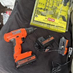 Black And Decker Drill And 2 Batteries 