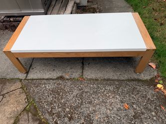 Modern Wood & White Coffee Table – $75 OBO