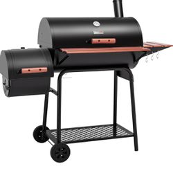 Royal Gourmet Barrel Charcoal Grill With Side Table 
