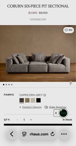 Arhaus Coburn Six-Piece Pit Sectional