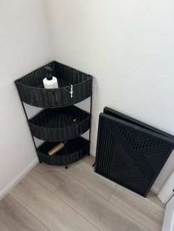Black Bathroom/Bedroom Storage + Wall Decor Set