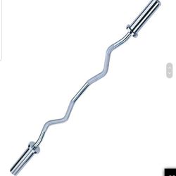 🔥🔥 Olympic weights  Curl Bar with clips  ! Brand New